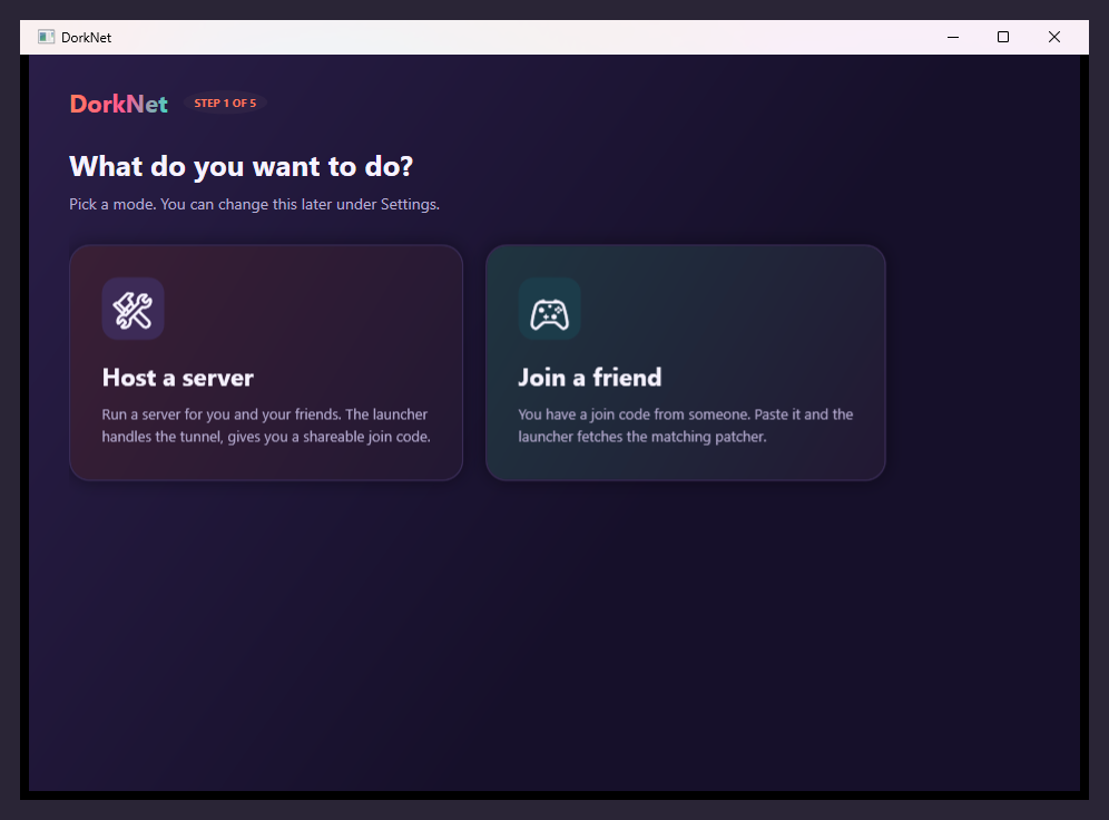 first-run welcome screen — Join selected